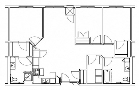 Floor plan for 3 beds, 2 baths, 1299 sqft